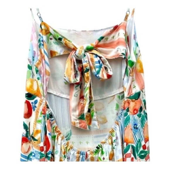 Anthropologie Paper Heart patchwork fruit print maxi dress. Size small - Picture 2 of 6